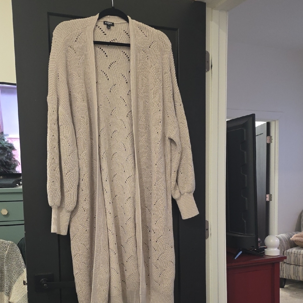Express Women's Beige Knit Cardigan